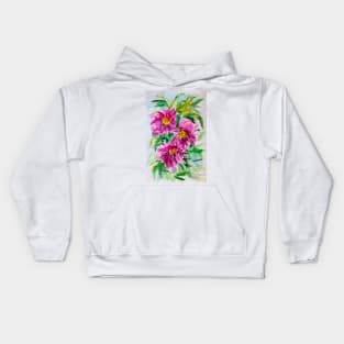 Peonies Watercolor Painting Kids Hoodie